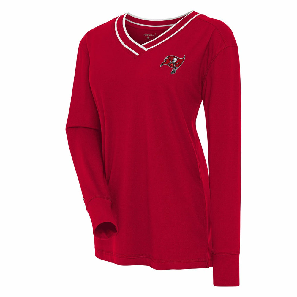 Tampa Bay Buccaneers Antigua Women's Symbolic Long Sleeve V-Neck Top - Red Tops