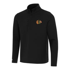 Chicago Blackhawks Antigua Insider Quarter-Zip Top - Black | US 202233552