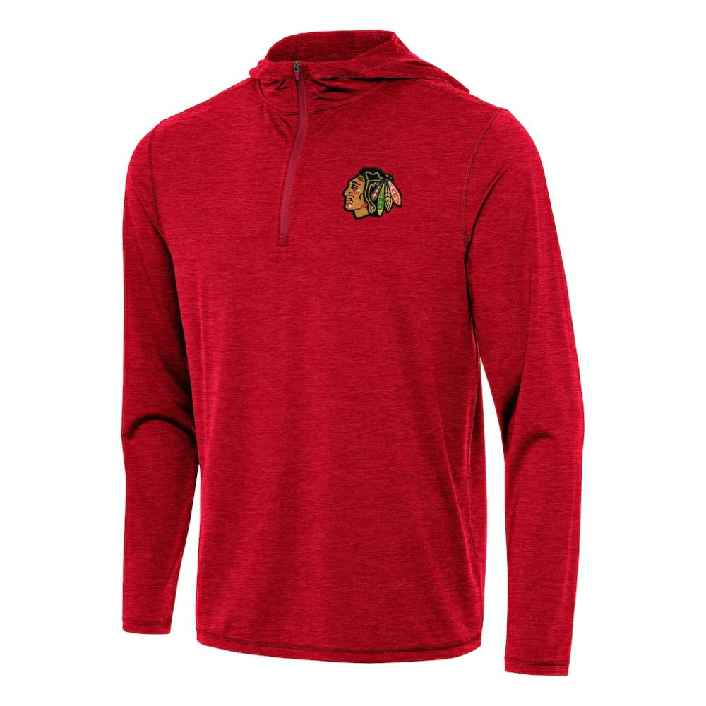 Chicago Blackhawks Antigua Tidy Quarter-Zip Hoodie - Heather Red | US 202233638