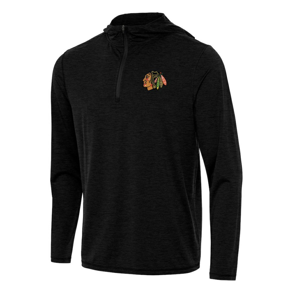 Chicago Blackhawks Antigua Tidy Quarter-Zip Hoodie - Heather Black | US 202233644