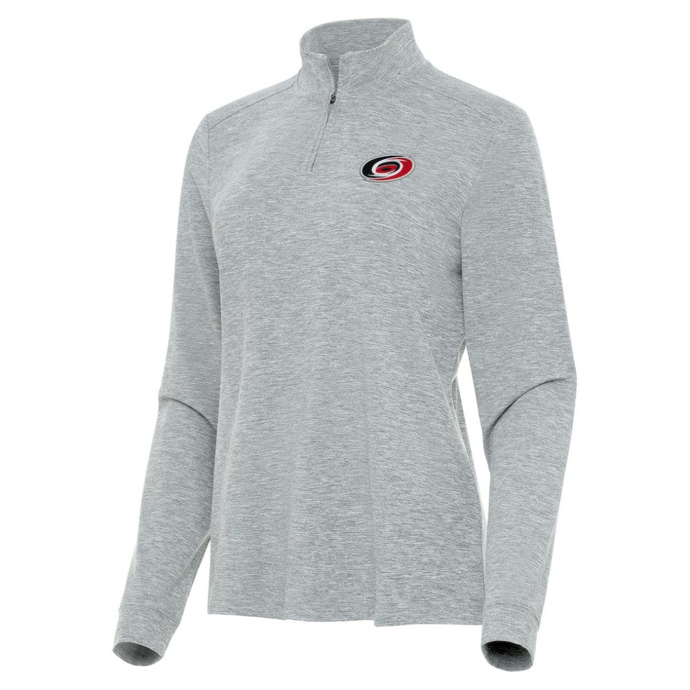 Carolina Hurricanes Antigua Women's Mentor Quarter-Zip Mock Long Sleeve Top - Heather Gray | US 202233691