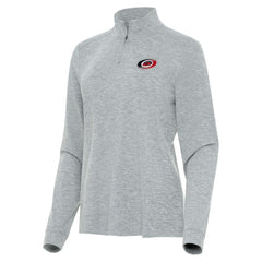 Carolina Hurricanes Antigua Women's Mentor Quarter-Zip Mock Long Sleeve Top - Heather Gray | US 202233691