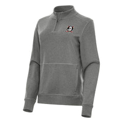 Anaheim Ducks Antigua Women's Crush Quarter-Zip Fleece Sweatshirt - Heather Black | US 202233816