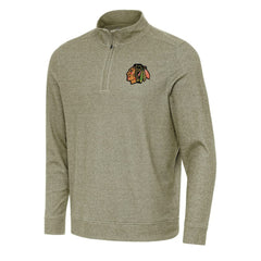 Chicago Blackhawks Antigua Subtle Quarter-Zip Sweatshirt - Olive | US 202233945