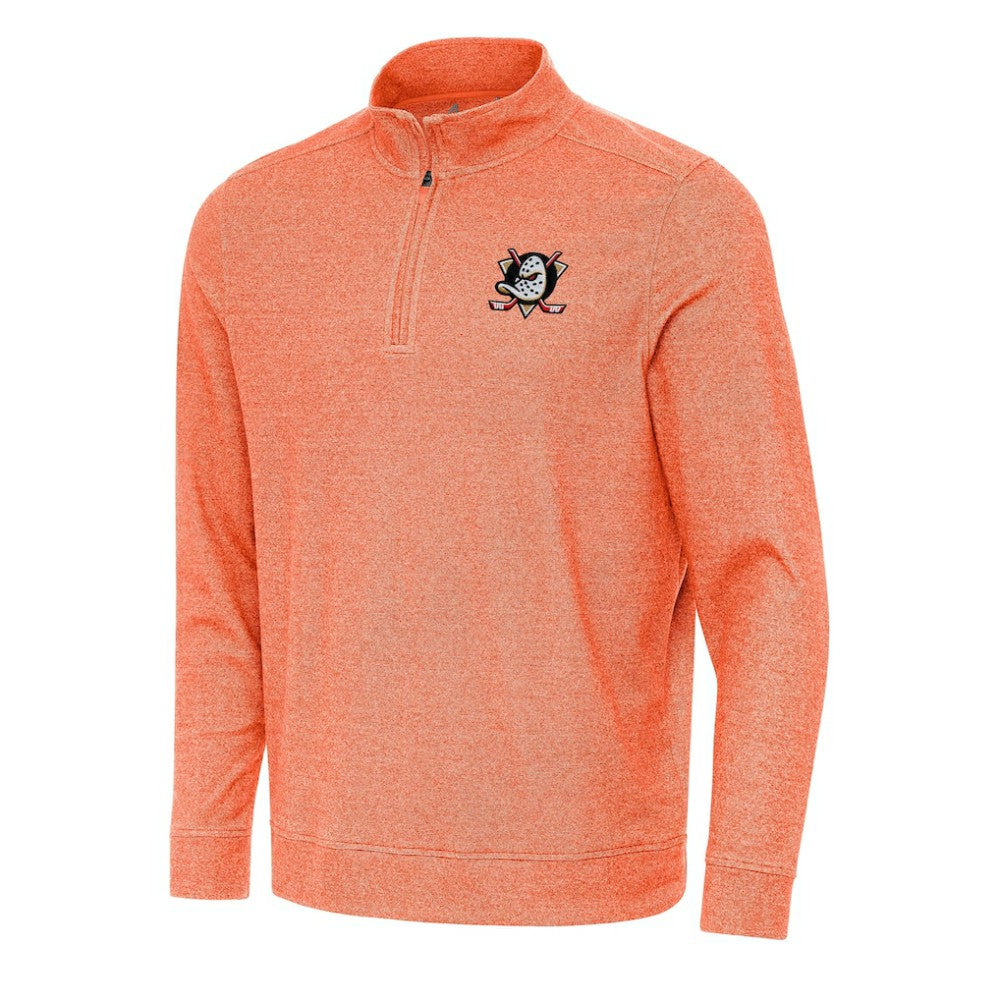 Anaheim Ducks Antigua Subtle Quarter-Zip Sweatshirt - Heather Orange | US 202233955