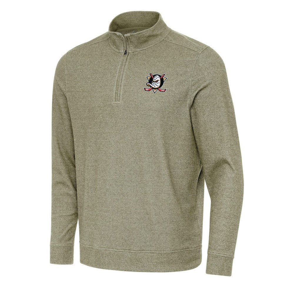 Anaheim Ducks Antigua Subtle Quarter-Zip Sweatshirt - Olive | US 202233956