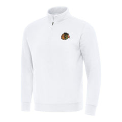 Chicago Blackhawks Antigua Victory Quarter-Zip Mock Sweatshirt - White | US 202234009