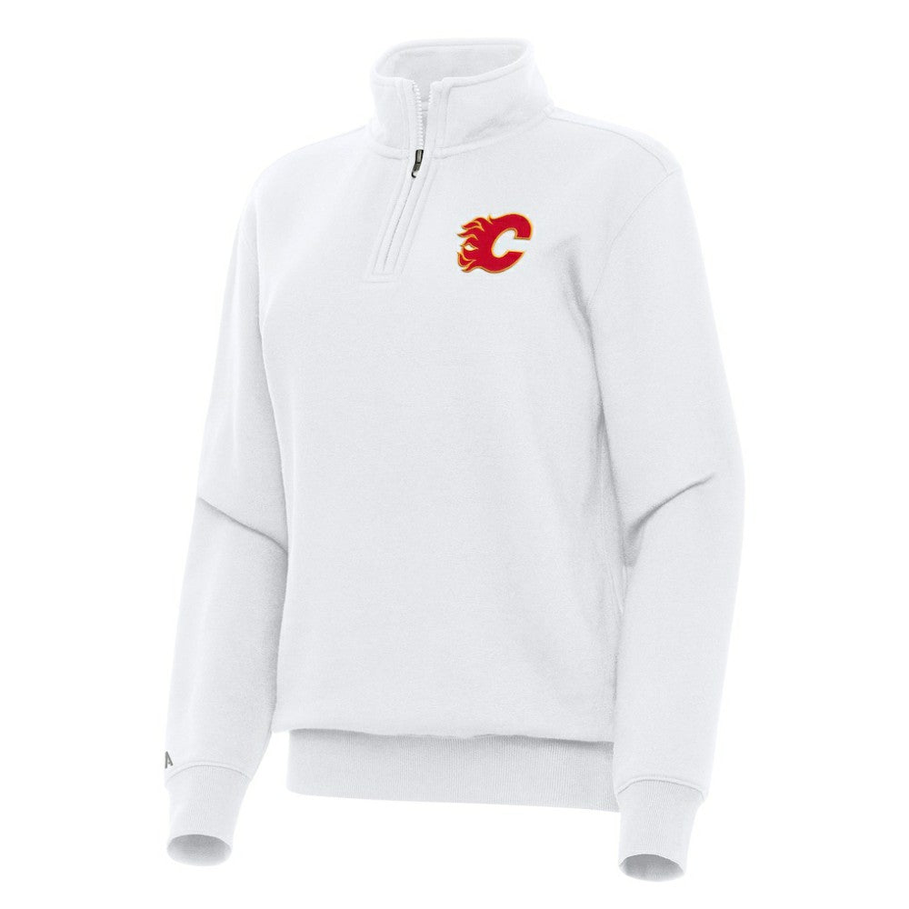 Calgary Flames Antigua Women's Victory Quarter-Zip Sweatshirt - White | US 202234020