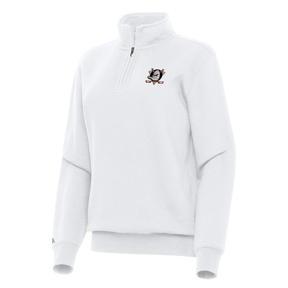 Anaheim Ducks Antigua Women's Victory Quarter-Zip Sweatshirt - White | US 202234028