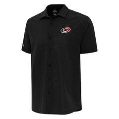 Carolina Hurricanes Antigua Activate Woven Short Sleeve Button-Up Shirt - Black | US 202234060