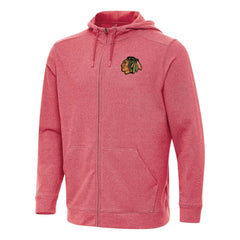 Chicago Blackhawks Antigua Effortless Full-Zip Hoodie Jacket - Heather Red | US 202234376