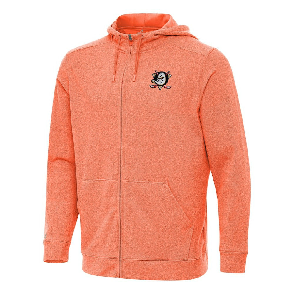 Anaheim Ducks Antigua Effortless Full-Zip Hoodie Jacket - Heather Orange | US 202234388