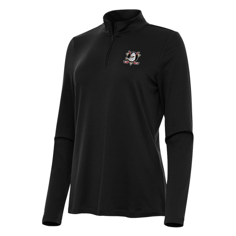 Anaheim Ducks Antigua Women's Reprocess Quarter-Zip Top - Black | US 202234444