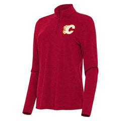 Calgary Flames Antigua Women's Bright Quarter-Zip Top - Heather Red | US 202234487
