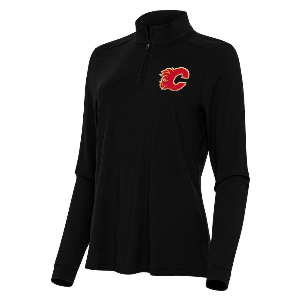 Calgary Flames Antigua Women's Intent Quarter-Zip Top - Black | US 202234602