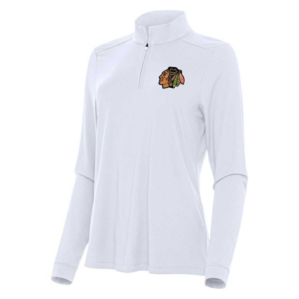 Chicago Blackhawks Antigua Women's Intent Quarter-Zip Top - White | US 202234608