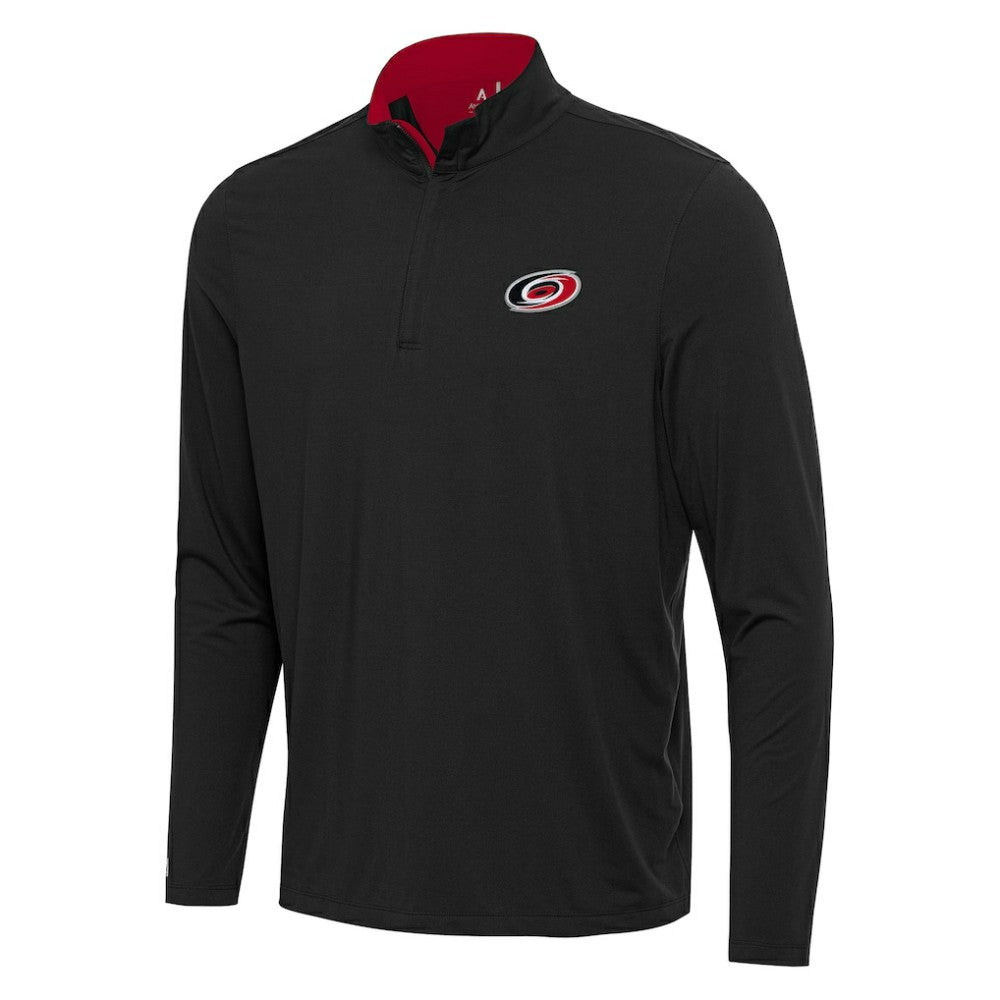 Carolina Hurricanes Antigua Content Quarter-Zip Pullover Top - Black/Red | US 202234696