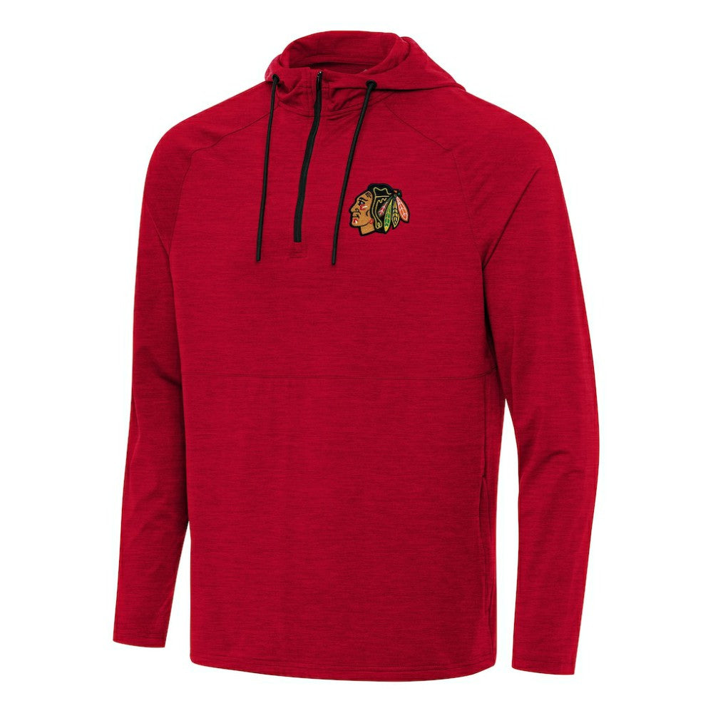Chicago Blackhawks Antigua Spikes Quarter-Zip Hoodie - Heather Red | US 202234804