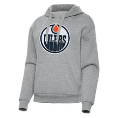 Edmonton Oilers Antigua Women's Victory Pullover Hoodie - Heather Gray | US 202235590