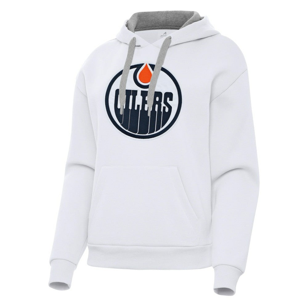 Edmonton Oilers Antigua Women's Victory Pullover Hoodie - White | US 202235599