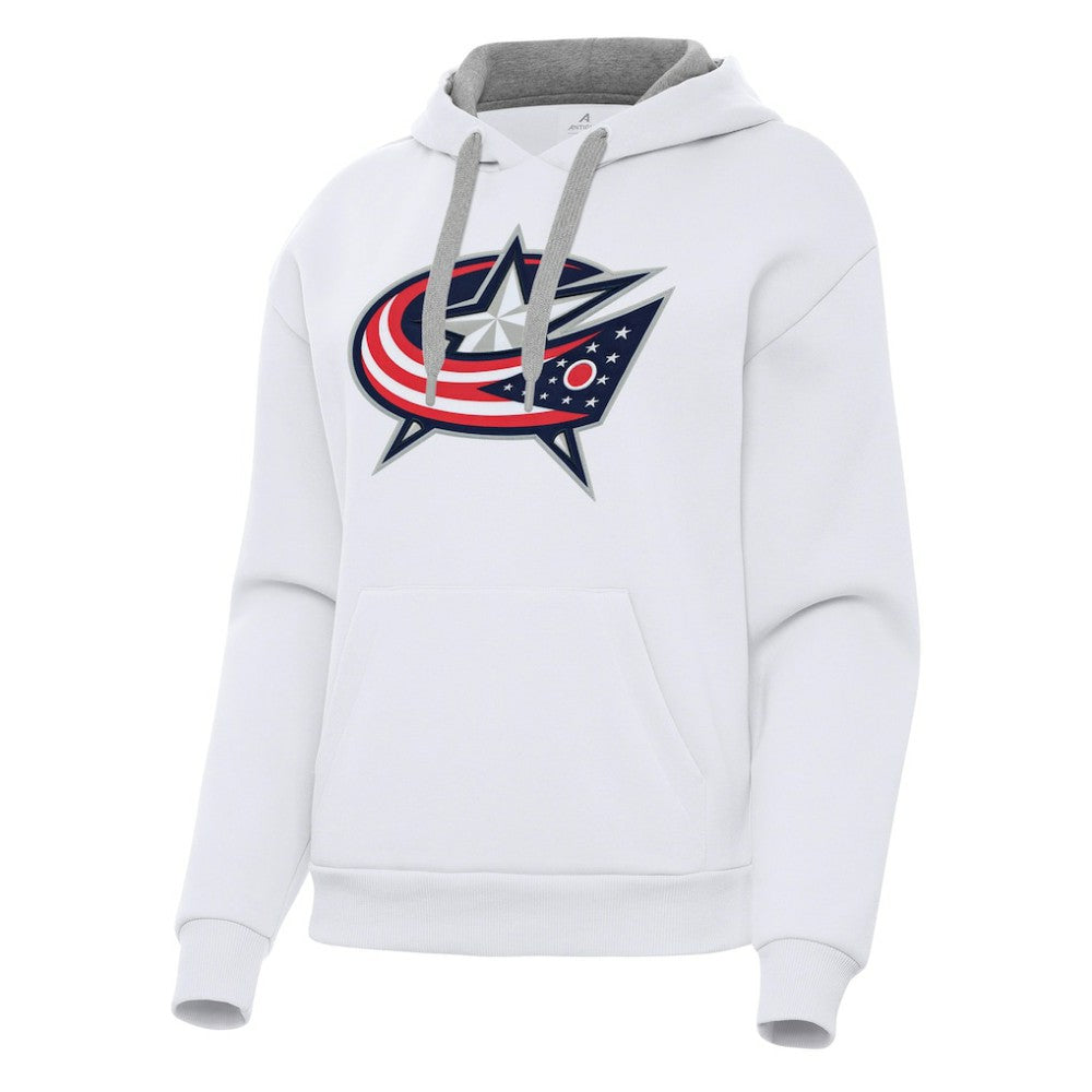 Columbus Blue Jackets Antigua Women's Victory Pullover Hoodie - White | US 202235602