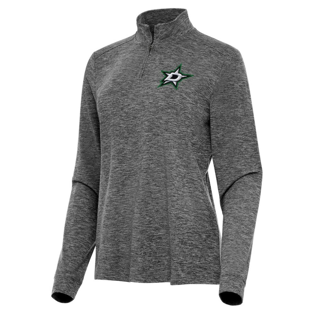 Dallas Stars Antigua Women's Mentor Quarter-Zip Mock Long Sleeve Top - Heather Black | US 202235875