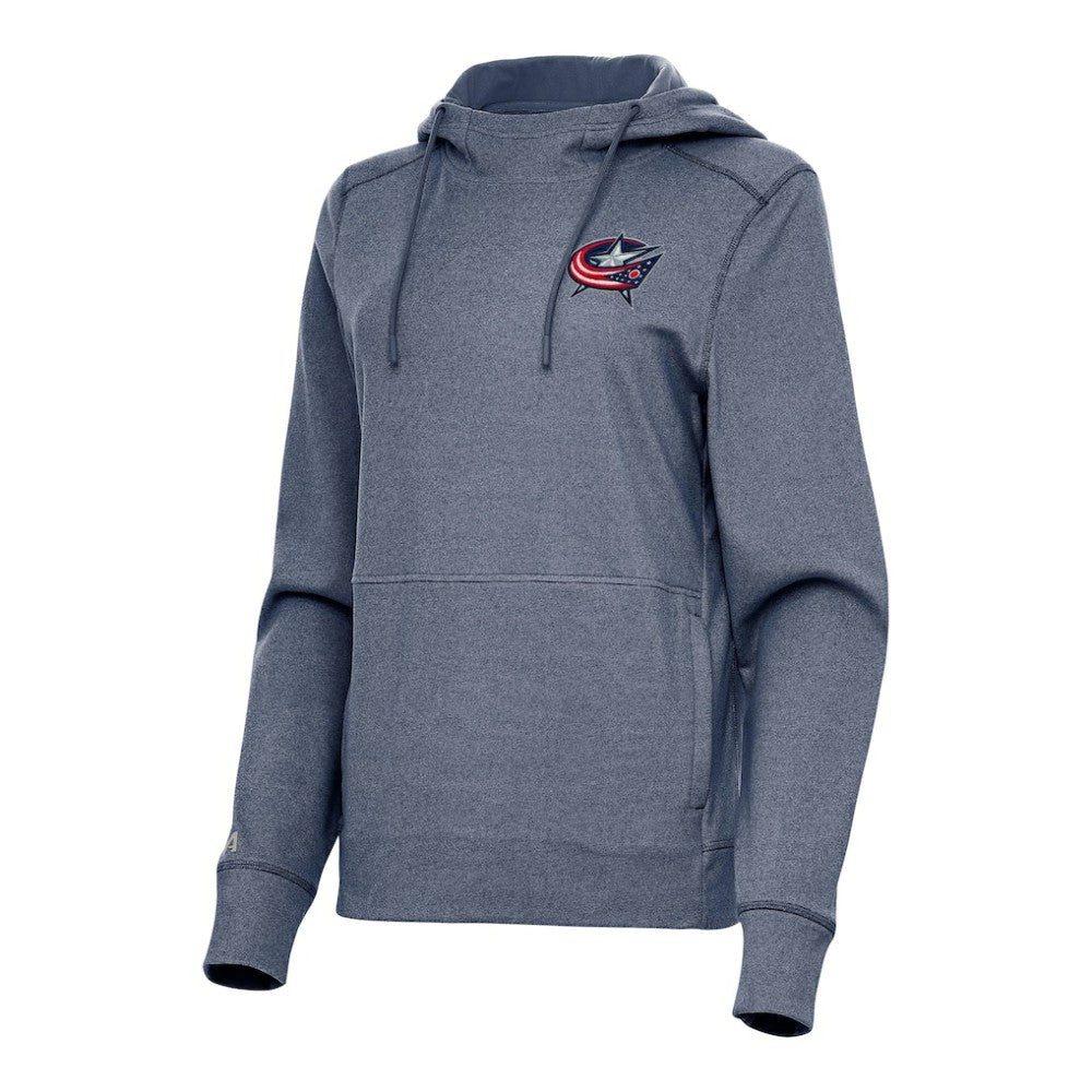 Columbus Blue Jackets Antigua Women's Justice Pullover Hoodie - Heather Navy | US 202235995