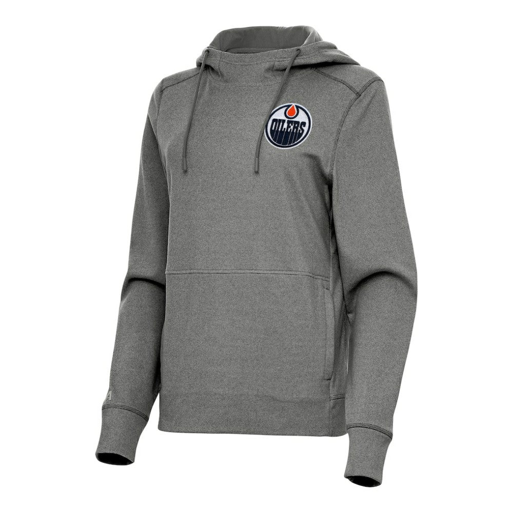 Edmonton Oilers Antigua Women's Justice Pullover Hoodie - Heather Black | US 202236004
