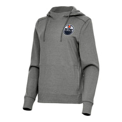 Edmonton Oilers Antigua Women's Justice Pullover Hoodie - Heather Black | US 202236004