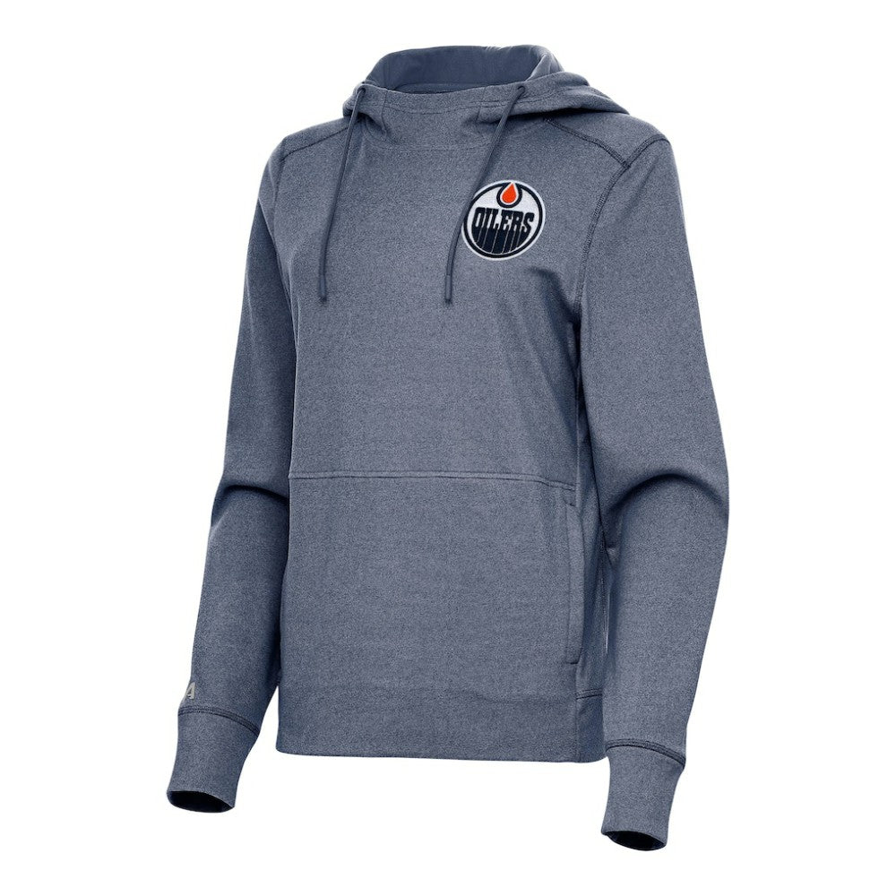 Edmonton Oilers Antigua Women's Justice Pullover Hoodie - Heather Navy | US 202236006