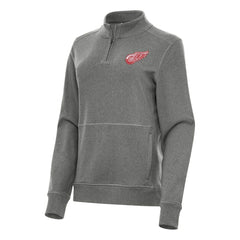 Detroit Red Wings Antigua Women's Crush Quarter-Zip Fleece Sweatshirt - Heather Black | US 202236010