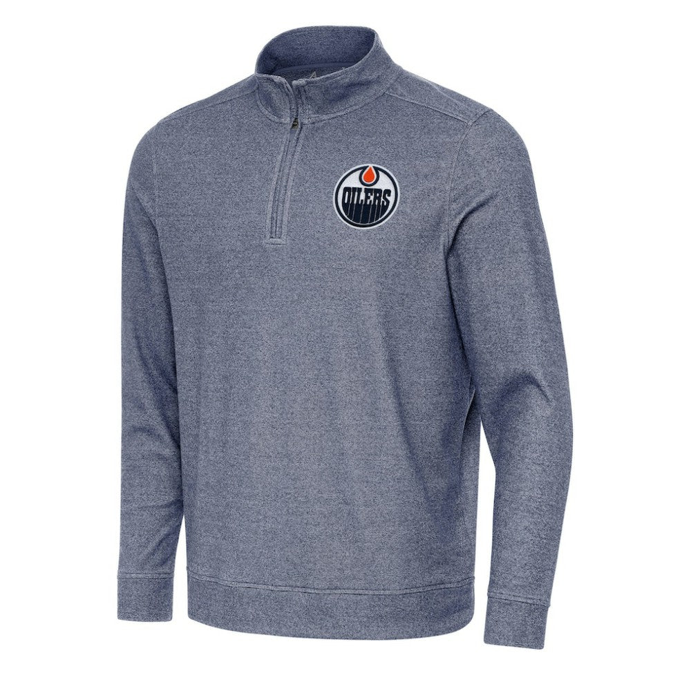 Edmonton Oilers Antigua Subtle Quarter-Zip Sweatshirt - Heather Navy | US 202236173