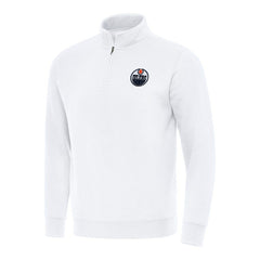 Edmonton Oilers Antigua Victory Quarter-Zip Mock Sweatshirt - White | US 202236251