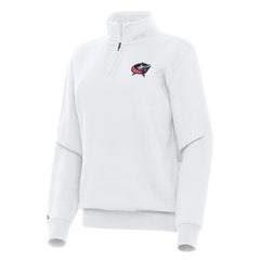 Columbus Blue Jackets Antigua Women's Victory Quarter-Zip Sweatshirt - White | US 202236254