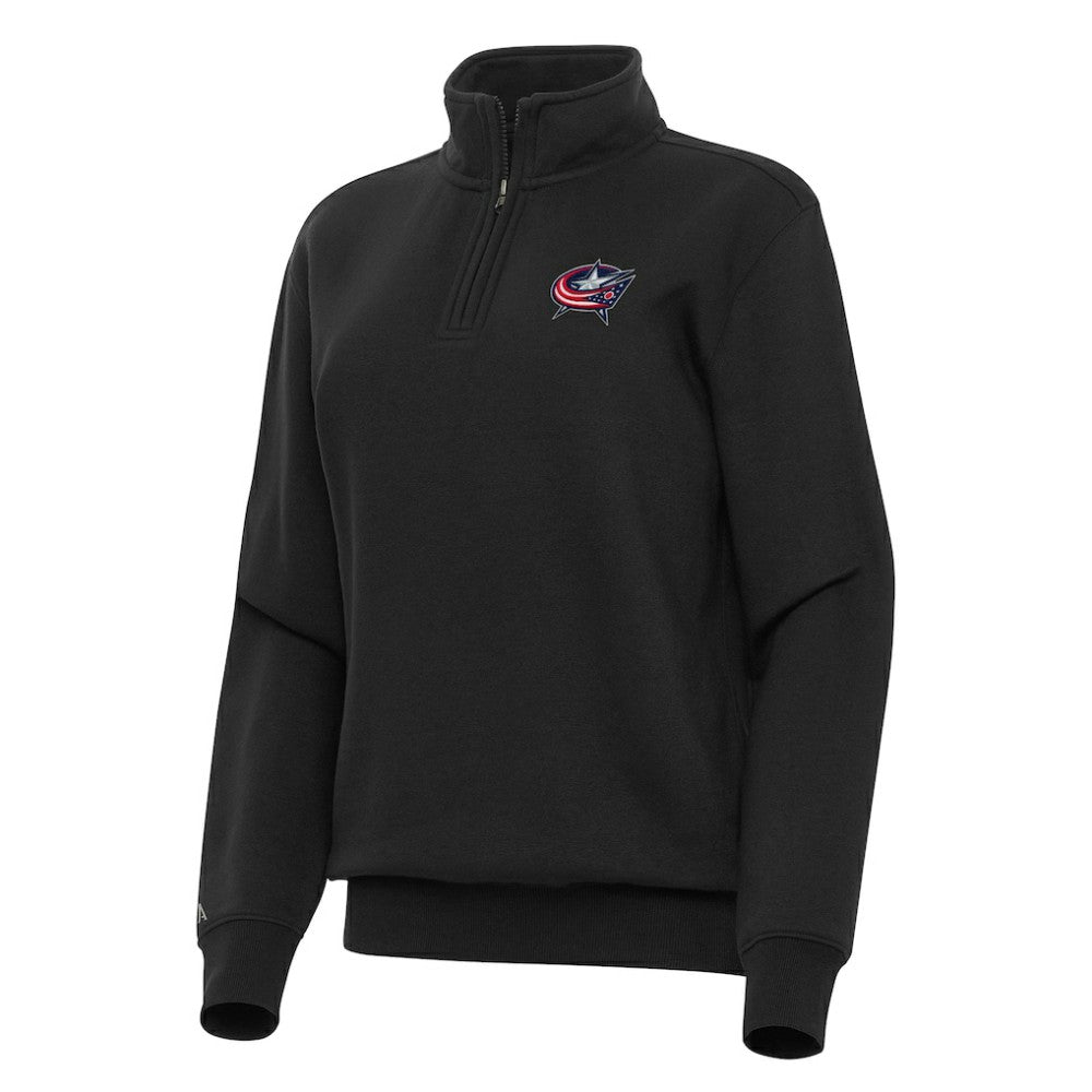 Columbus Blue Jackets Antigua Women's Victory Quarter-Zip Sweatshirt - Black | US 202236256