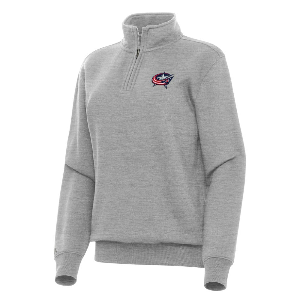 Columbus Blue Jackets Antigua Women's Victory Quarter-Zip Sweatshirt - Heather Gray | US 202236257