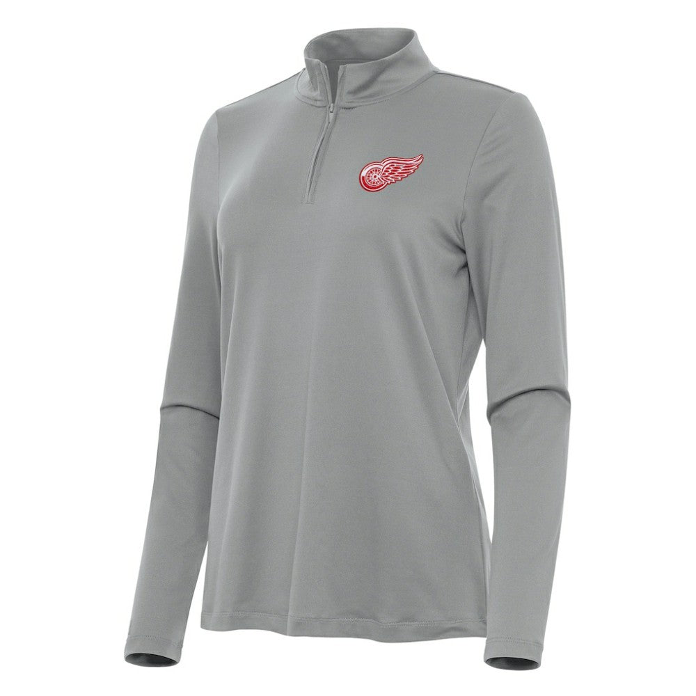Detroit Red Wings Antigua Women's Reprocess Quarter-Zip Top - Gray | US 202236660