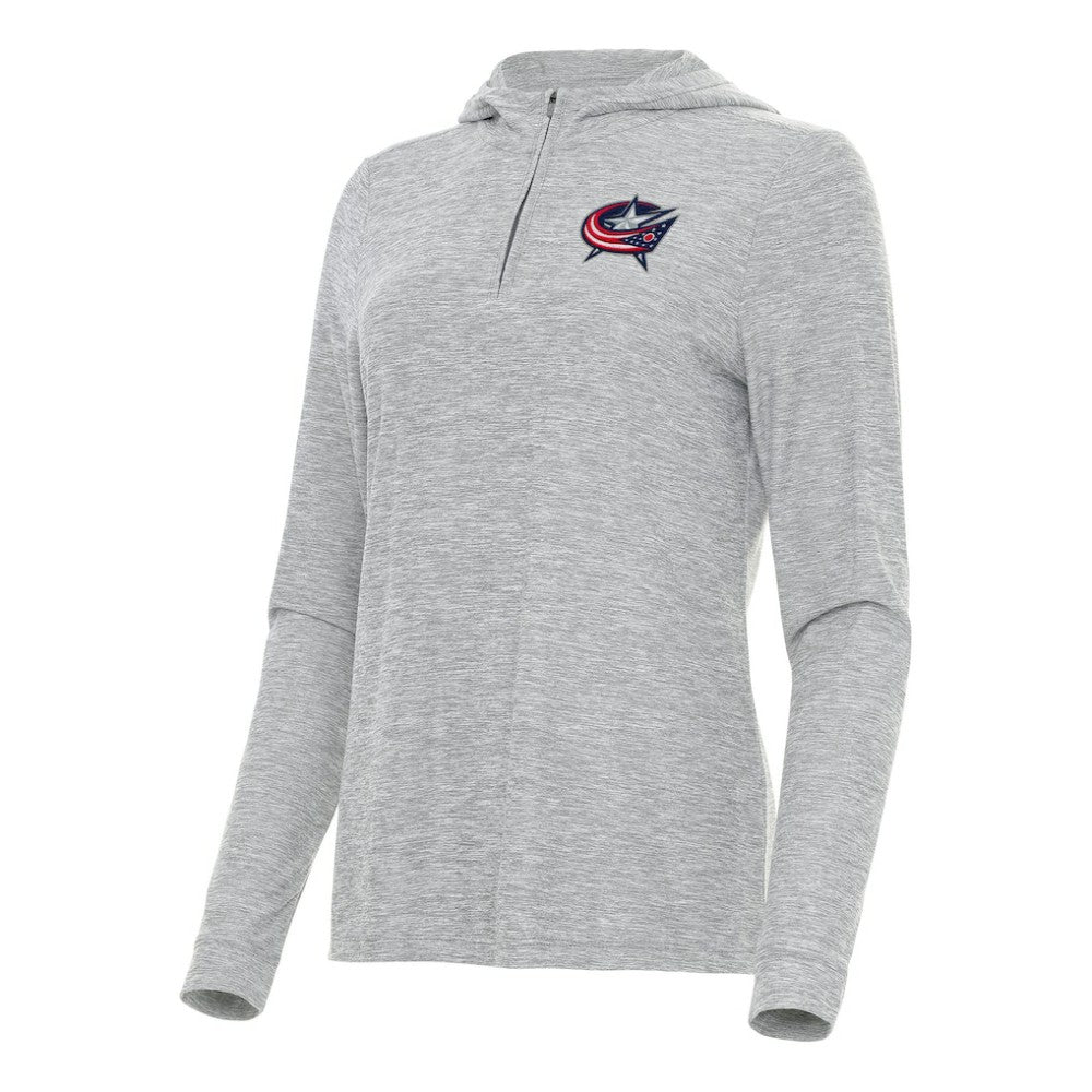 Columbus Blue Jackets Antigua Women's Daybreak Quarter-Zip Hoodie - Heather Gray | US 202236709