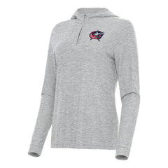 Columbus Blue Jackets Antigua Women's Daybreak Quarter-Zip Hoodie - Heather Gray | US 202236709
