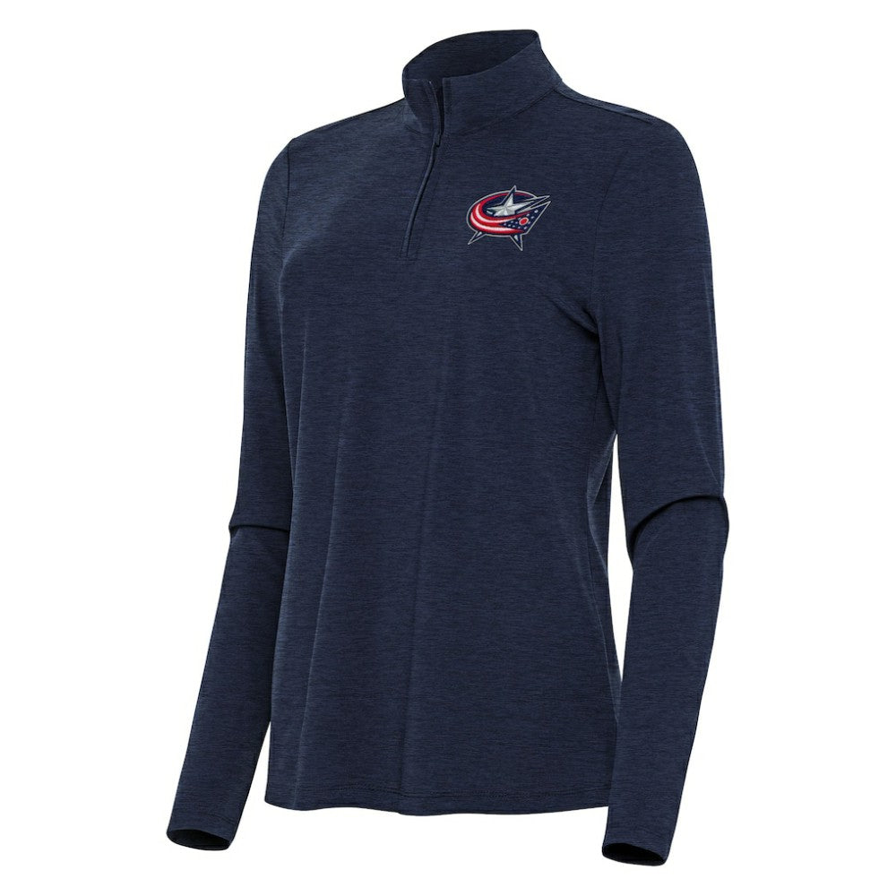 Columbus Blue Jackets Antigua Women's Bright Quarter-Zip Top - Heather Navy | US 202236732