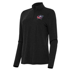 Columbus Blue Jackets Antigua Women's Bright Quarter-Zip Top - Heather Black | US 202236734