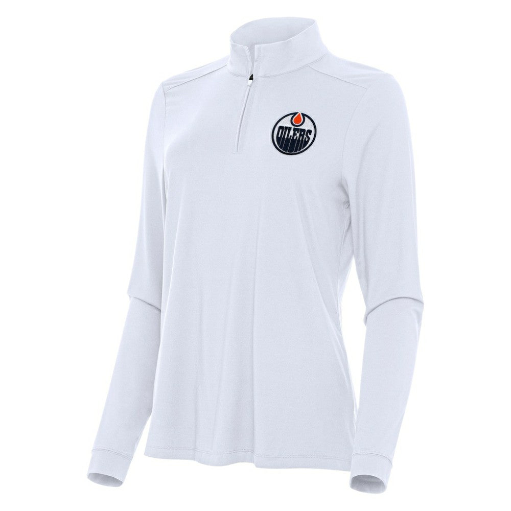Edmonton Oilers Antigua Women's Intent Quarter-Zip Top - White | US 202236841