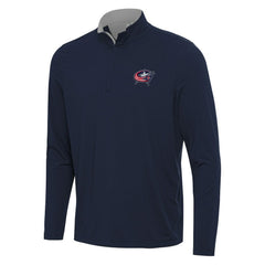 Columbus Blue Jackets Antigua Content Quarter-Zip Pullover Top - Navy/Gray | US 202236949