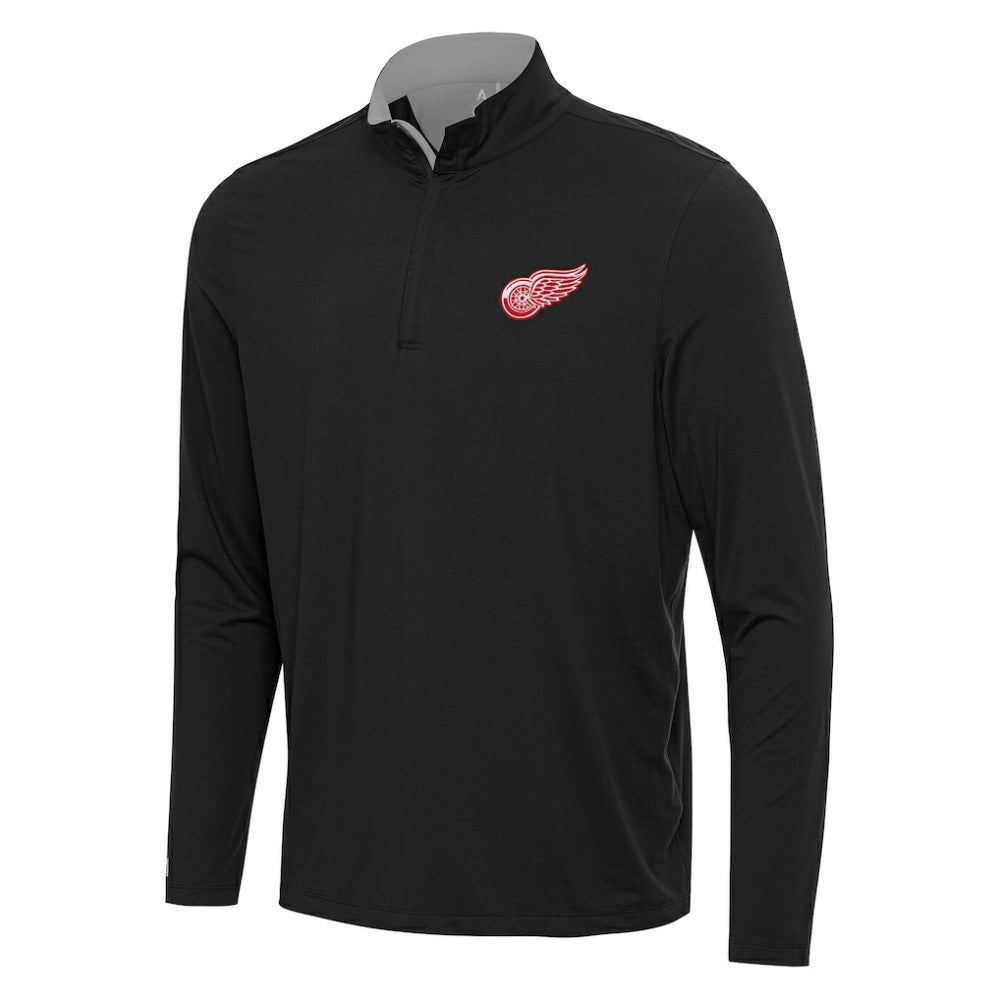 Detroit Red Wings Antigua Content Quarter-Zip Pullover Top - Black/Gray | US 202236950