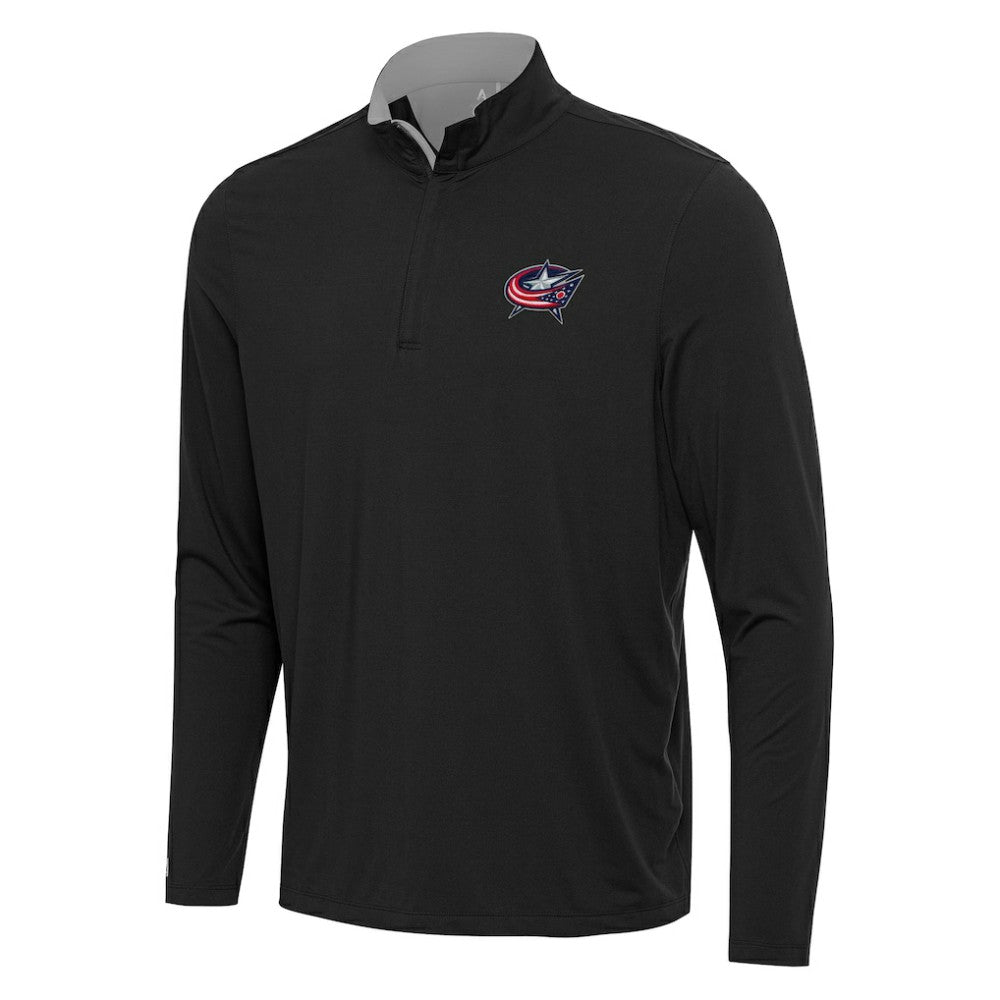 Columbus Blue Jackets Antigua Content Quarter-Zip Pullover Top - Black/Gray | US 202236951