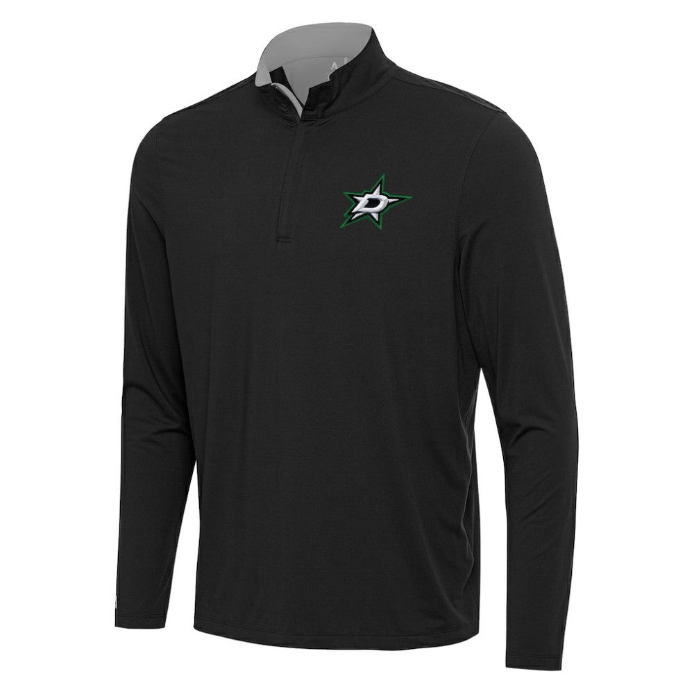 Dallas Stars Antigua Content Quarter-Zip Pullover Top - Black/Gray | US 202236953