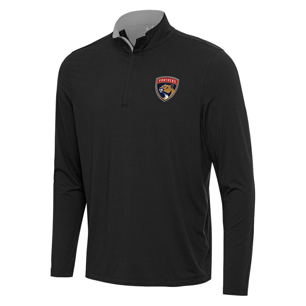 Florida Panthers Antigua Content Quarter-Zip Pullover Top - Black/Gray | US 202236957