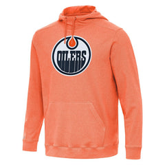 Edmonton Oilers Antigua Cloud Pullover Hoodie - Heather Orange | US 202237216