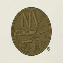 New York Islanders Antigua Intrepid Sand Raglan Long Sleeve Hoodie T-Shirt - Cream/Olive | US 202253448