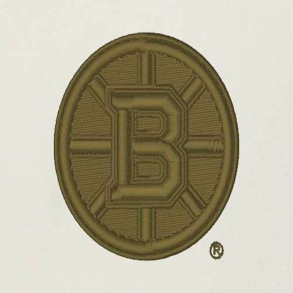 Boston Bruins Antigua Intrepid Sand Raglan Long Sleeve Hoodie T-Shirt - Cream/Olive | US 202253462